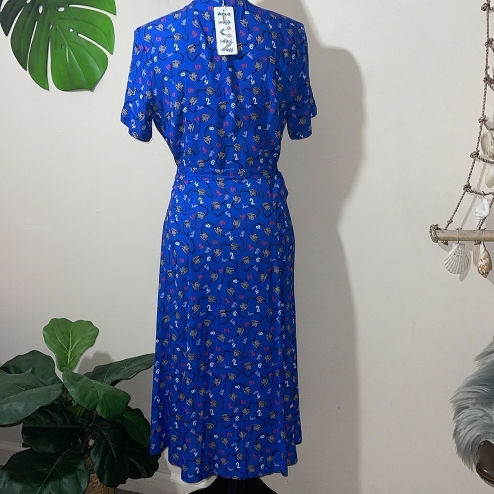 Rare Hvn Rosemary Short Sleeve Tie Waist Dress In Blue Telephone Size 8 — image 5 of 8